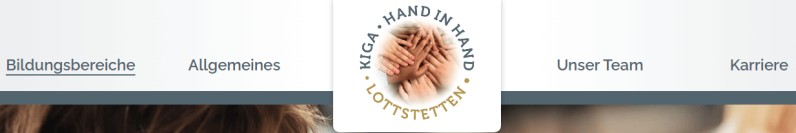 Navigationsleiste mit Text "Bildungsbereiche, Allgemeines, Unser Team, Karriere""